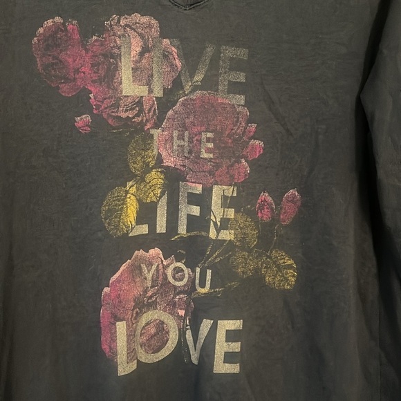 five star gray Long Sleeve live the life you love Graphic Tee - Picture 3 of 7